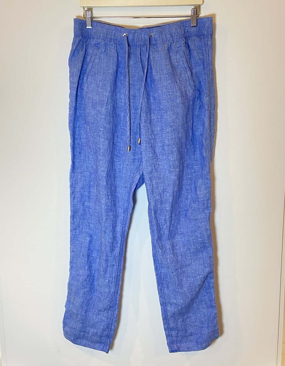 Lilly Pulitzer Taron Mid Rise Straight Leg Linen Pants Blue Size Large L